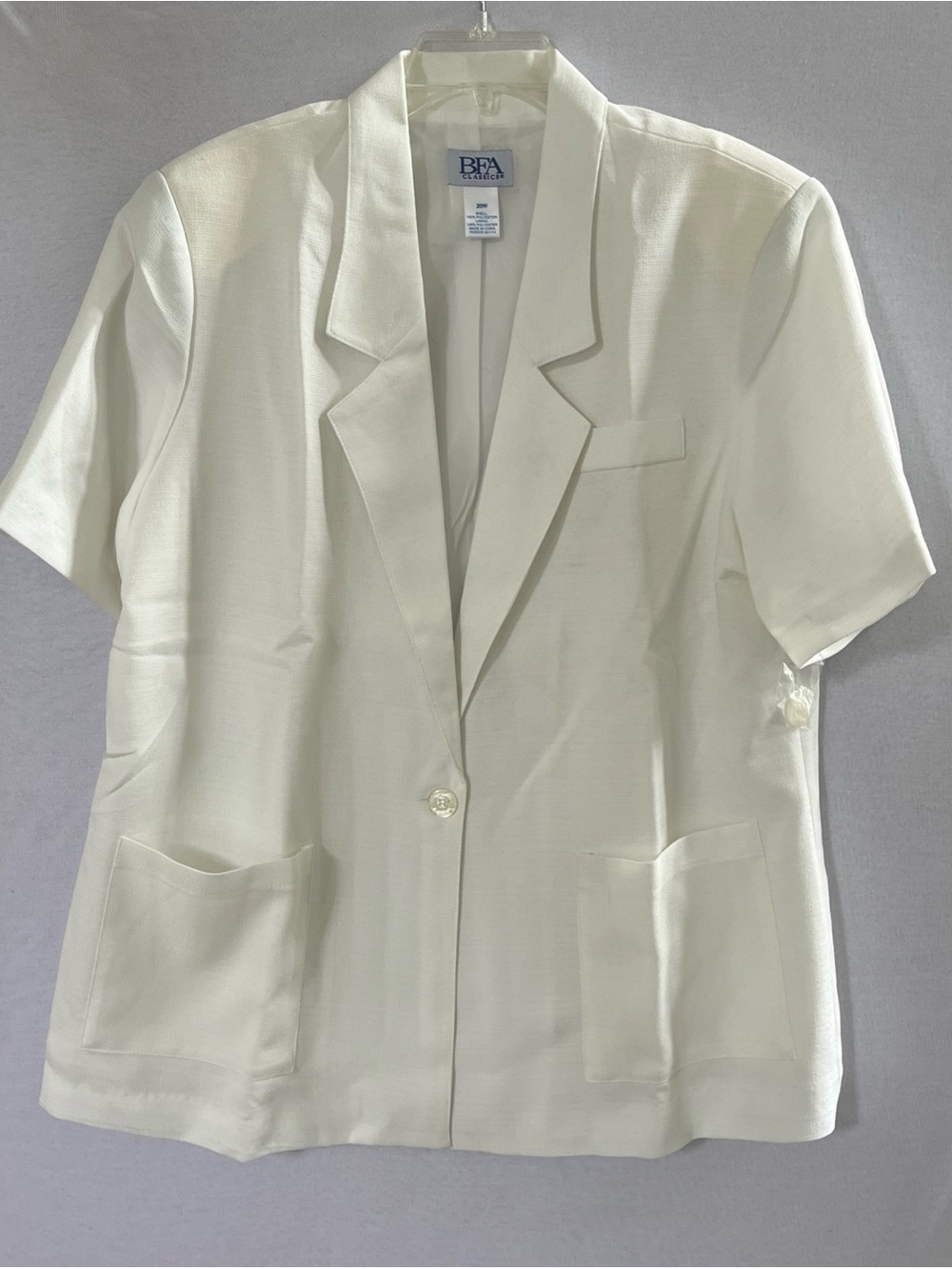 New Vintage BFA Classics Off White Jacket Size 20W Summer Blazer 90s Minimalist